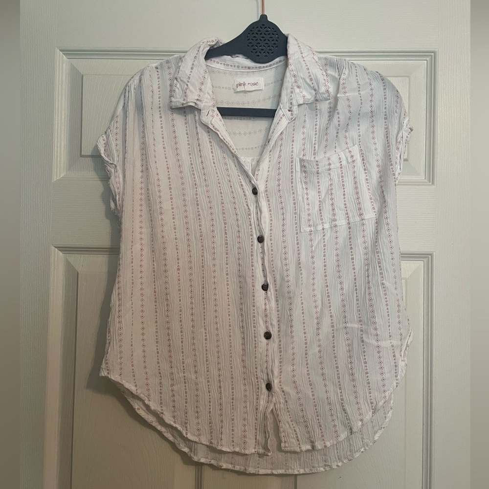 Pink Rose Button Top